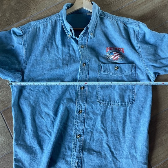 Vintage 2002 Daytona Beach Bike Week Denim button down shirt men’s medium - Picture 8 of 8